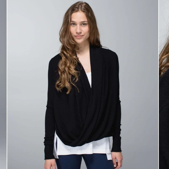 Lululemon Iconic Sweater Wrap cashmere blend lightweight long sleeve top - Picture 1 of 16